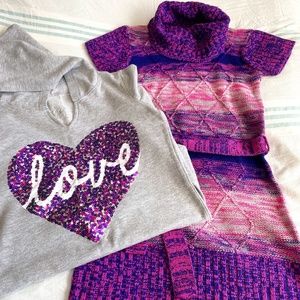 Girls Knit Dress & Sparkle Hoodie Bundle